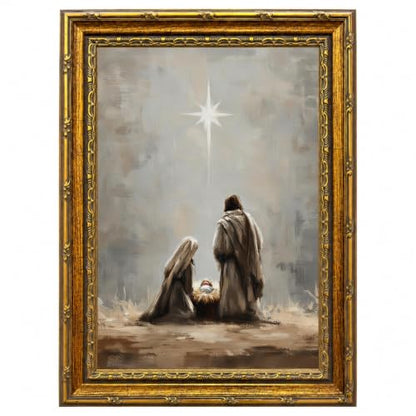 Nativity Scene Canvas Wall Art Framed Christian Rustic Artwork 16x12 Inch - color: Nativity Scene Canvas 25, size: 16"L x 12"W