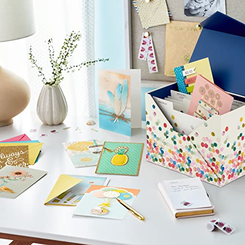 Hallmark All Occasion Handmade Boxed Set of Assorted Greeting Cards with Card Organizer—Birthday, Baby, Wedding, Sympathy, Thinking of_You, Thank You, Blank, 24 Count (Pack of 6) - color: Polka Dot Box, size: Assorted, style: Cards