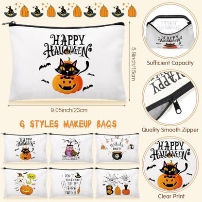 Patelai 12 Pcs Halloween Canvas Tote Bags and Makeup Bags for Women Gifts - style: Cute Halloween