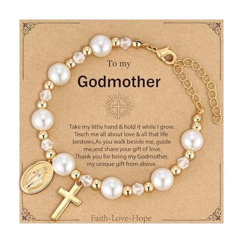 Virgin Mary Cross Bracelet for Girls Granddaughter Christian Jewelry Gift - style: Godmother