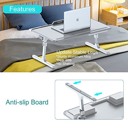 KLEAR Laptop Bed Tray Desk with Adjustable Height & Angle, No Drawer, Grey - color: Gray, size: Large without Bag (13.4"x23.6")