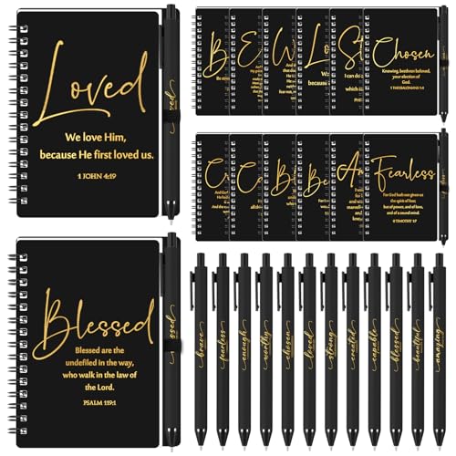 Kosiz 12 Sets Christian Gifts Bulk Prayer Journals Pens, Black - color: Black