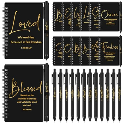 Kosiz 12 Sets Christian Gifts Bulk Prayer Journals Pens, Black - color: Black