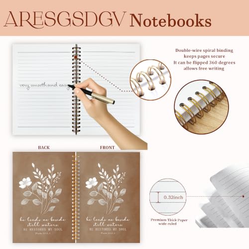 ARESGSDGV Floral Christian Gifts Journals for Women 5.5x8.3in - color: PSALM Brown