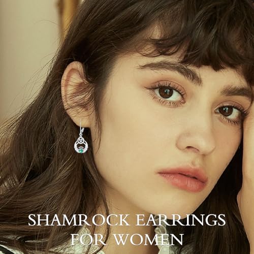 HPQQ Earrings for Women Sterling Silver Dangle Earrings Birthday Christmas Jewelry Gifts for Women Wife Mom - color: White Gold-Claddagh-B