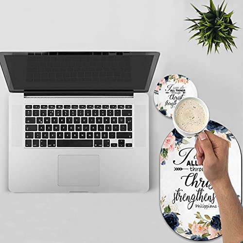 Personality Mouse Pad with Coaster Set, Bible Phil 4-13 Floral Fashion Design Mouse Pad Non-Slip Rubber Gaming Mouse pad Computer Laptop - color: Bible Phil 4-13 Floral