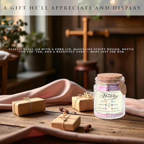 Hubby Bible Verse Jar – Father day Gifts for Husband, 92 Color-Coded Bible Verses “Read This When” | Christian gifts for men - color: Hubby Bible Verse Jar
