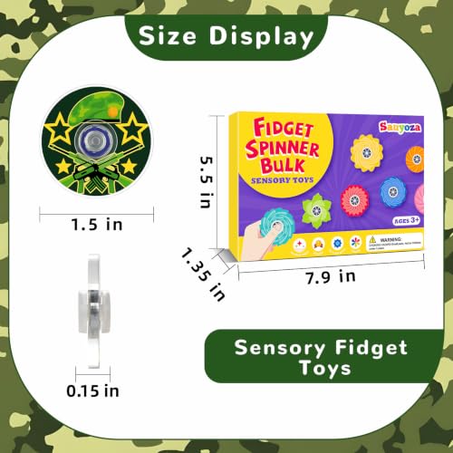 52 Pack Army Party Favors Fidget Spinner for Kids Birthday, Military Fidget Spinner Bulk for Classroom Rewards, Goodie Bag Stuffers, Soldier Party Supplies - color: Tl-sa-3-camouflage