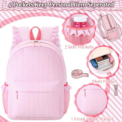 Shyyween 3 Pcs Backpack, Lunch Bag, Pencil Case Set Stripe Pink - color: Pink, style: Stripe