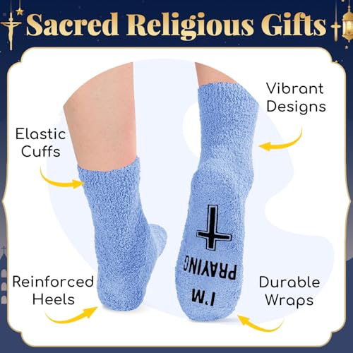 HAPPYPOP Christian Gifts - Christian Faith Religious Gifts, Jesus Socks for Christian - color: Praying Blue