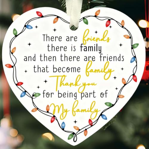 Friendship Ornament for Women for Friend - Friends that Turned into Family - Heart-Shaped Glass Xmas Decoration for Tree 2026 - color: Family Ornament 2025-heart