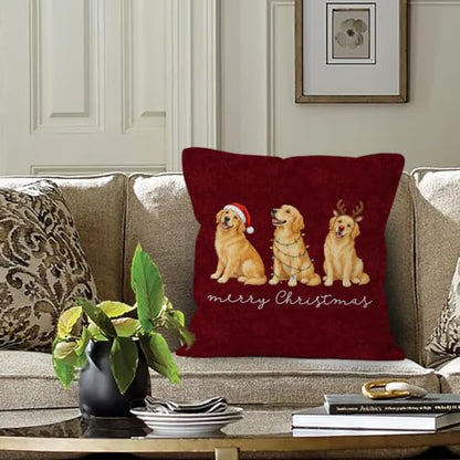 Christmas Golden Retriever Throw Pillow Covers 18x18 Home Decor - color: Golden Retriever