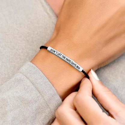 God is in Control Leather Bracelet, Stainless Steel Christian Faith Braided Engraved Bar Bracelets Self Worth Motivation Bracelet Inspirational Friendship Jewelry for Men Women - color: Don't Black&Silver