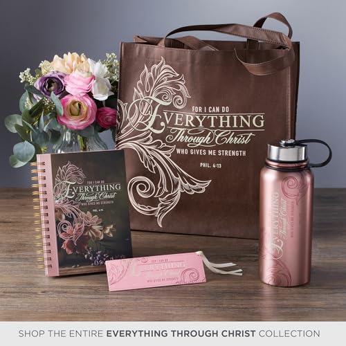 Christian Art Gifts Faux Leather Bookmark: Everything Through Christ - color: Pink/Through Christ