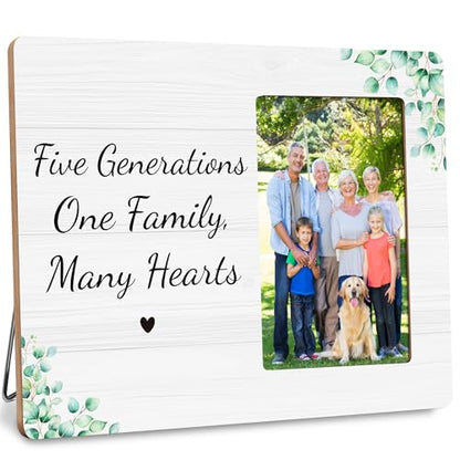 Five Generations Family Picture Frame, One Family Many Hearts, Fits 4x6 Photo - color: Gray