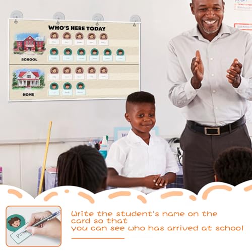 Attendance Pocket Chart for Classroom, Durable Classroom Management Pocket Chart 36 People Cards Included, Helping Hands Pocket Chart for Preschool Sunday School Kindergarten Daycare (Attendance） - color: White
