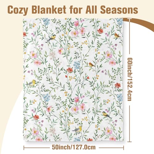 Aimego Wildflowers Blanket Gifts for Women Boho Plant Floral Throw Blanket Colorful Flowers Blankets Birthday Gift for Girls Flannel Flower for Living Room Bed Sofa and Chair Decor(50X60 Inch) - color: Plants3, size: 50x60 Inch