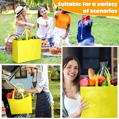 Windyun 100 Pcs Reusable Grocery Bags Large Shopping Tote Bulk, Yellow - color: Yellow