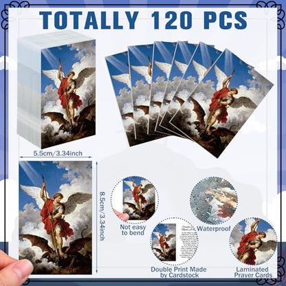 Motiskyy 120Pcs Catholic Gift Spanish Saint Michael The Archangel Holy Card - style: Spanish Michael Style