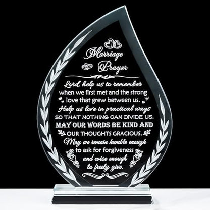 Wedding Gifts for Couples Newlyweds 2026 Unique Anniversary Marriage Prayer Christian Gift Glass Plaque, Bridal Shower Gifts for Bride, Mr and Mrs Engagement Decor