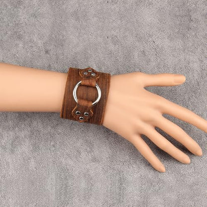 Jeilwiy Punk Rock Gothic Black Rivet Leather Spiked Necklace Collar Neckband Leather Choker Necklace for Women Mom Gifts Adjustable - color: 08 Leather Cuff Bracelet Brown