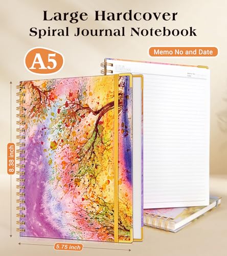 Lined Spiral Notebook Journal for Women, 150 Pages Cute Notebooks 5.75” x 8.38”, A5 Hardcover Spiral Journals with 100 GSM Thick Paper, College Ruled Notebook for Writing Work School, Autumn Tree - color: Autumn Tree