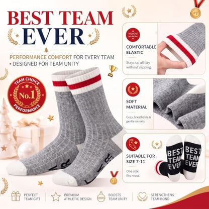 Glitopper 12 Pairs Best Team Ever Gift Socks Bulk - color: Grey, Black, style: Team