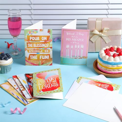 Affrolling 32 Pcs Christian Birthday Cards with Envelopes Religious 4x6