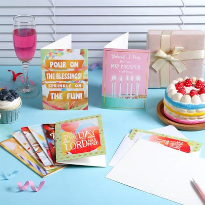 Affrolling 32 Pcs Christian Birthday Cards with Envelopes Religious 4x6