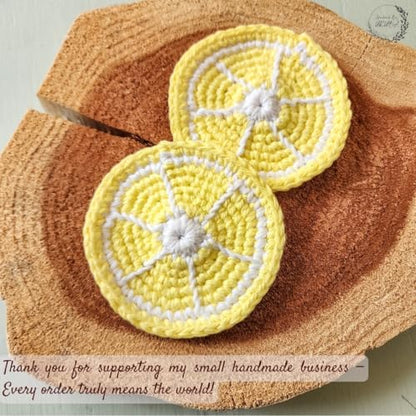 Cotton Crotchet Fruit Car Coaster Set (Sunny Peel) - color: Lemon Love
