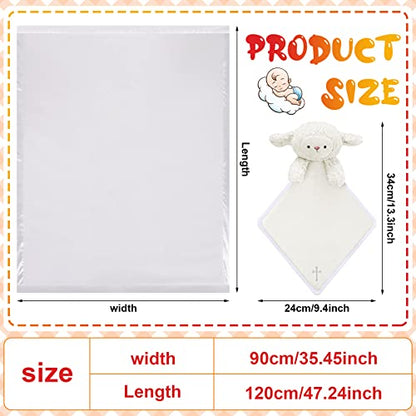 Panelee 2 Pcs Baptism Gifts Christening Blanket with Embroidered Cross Baby Blessings Lamb Security Blanket for First Communion, Baby Showers