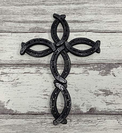 Deleon Collections Decorative Horseshoe Wall Cross - Rustic Spiritual Art Sculpture