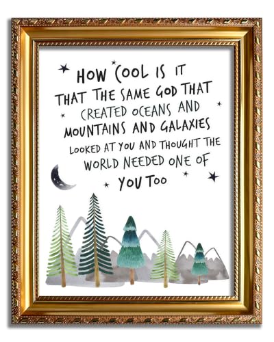 Gold Framed Inspirational Christian Wall Art for Nursery, Bible Verse Art - color: White children, size: 16"L x 12"W
