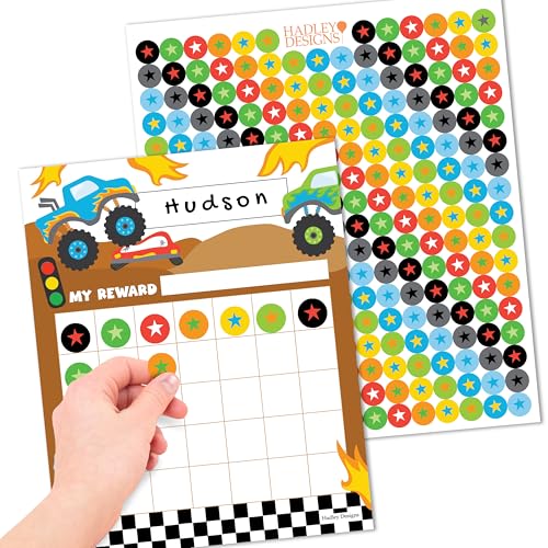 Sticker Chart for Kids Behavior at Home and Back to School Reward Charts - color: Monster Truck