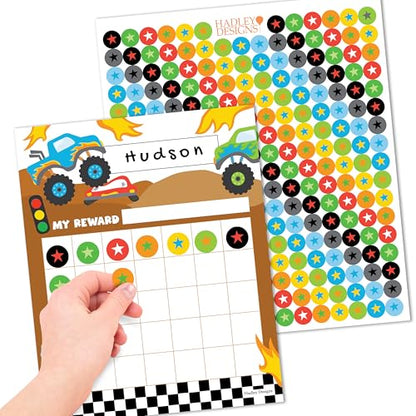 Sticker Chart for Kids Behavior at Home and Back to School Reward Charts - color: Monster Truck