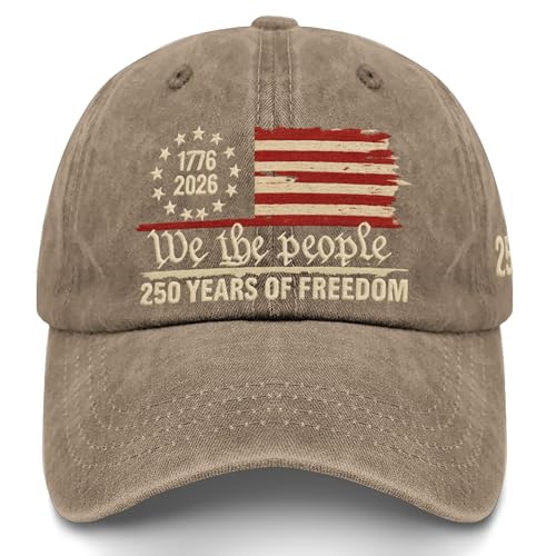 U.S. 250th Anniversary 250 Years Freedoms 1776-2026 Baseball Hats Funny - color: Pigment Khaki4