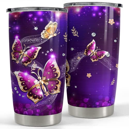 SANDJEST Butterfly 20oz Tumbler with Lid Gift for Women, Mother's Day, Birthday Gift Idea… - color: Butterfly