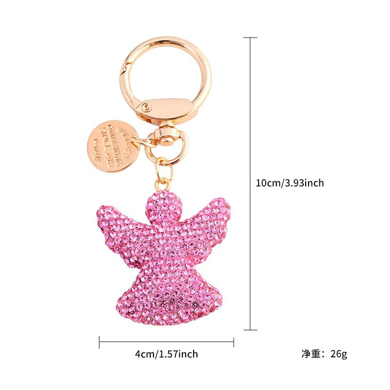 xuzhiyuan Rhinestone Guardian Angel Keychain - Sparkly Crystal Angel Charm Colorful Religious Purse/Bag Pendant for Women