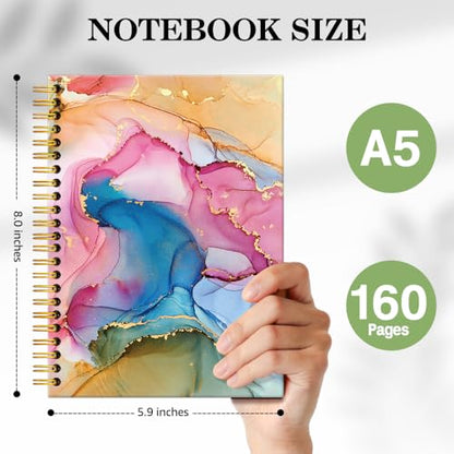ERHACHAIJIA Watercolor Splash Lined Spiral Notebook for Women Wife Sister - color: Rainbow-gold