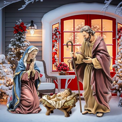Shimeyao 3 Pcs Metal Nativity Scene Outdoor 48.8 Inch Holy Family Decor - style: Nativity