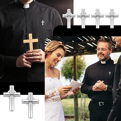 Jexine 50 Pcs Small Cross Lapel Pins Bulk, Religious Enamel Pin - color: Silver