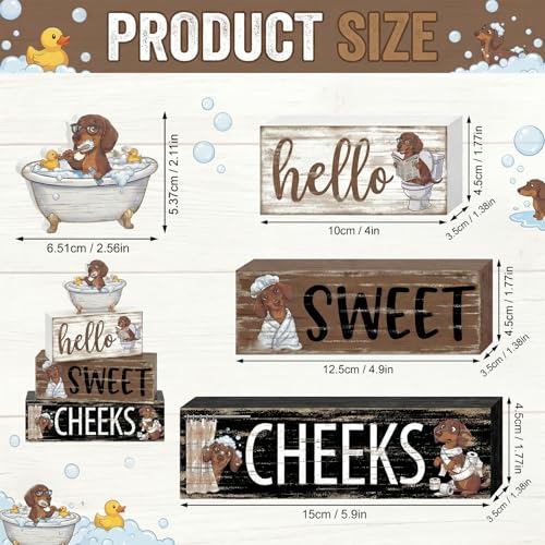 Britimes Tiered Tray Decor Set, 4 Pack, Wooden Table Sign, Dachshund Wiener - style: Dachshund
