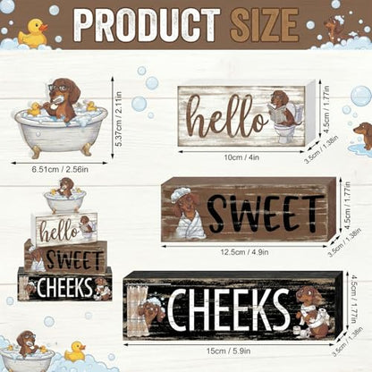 Britimes Tiered Tray Decor Set, 4 Pack, Wooden Table Sign, Dachshund Wiener - style: Dachshund