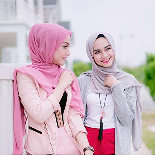 LMVERNA Solid Color Bubble Chiffon Scarf for Women Fashion Soft Hijab Long Scarfs Wrap Scarves - color: Navy Blue