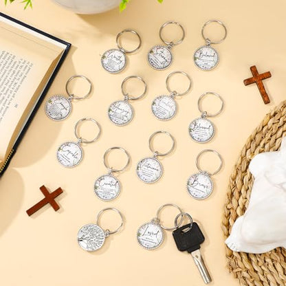 Equsion 36 Pcs Christian Keychain Bulk Mini Bible Keychains, Wildflower - color: Wildflower