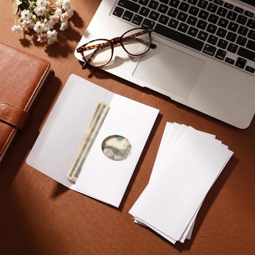 Dunzoom 300 Pcs Cash Envelopes 6.2x2.9in White Diecut Window
