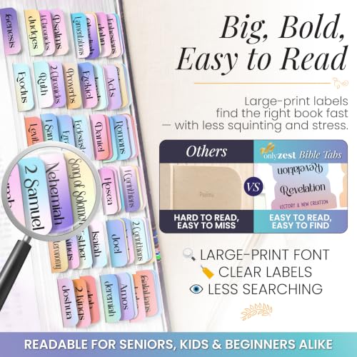 90 Christian Bible Tabs for Women, Teens & Kids - Rainbow - color: Rainbow