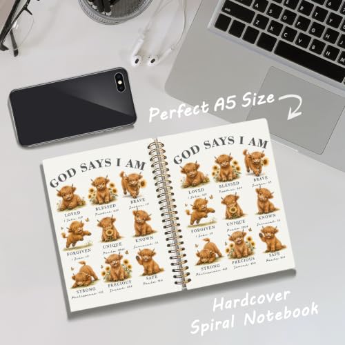 Highland Cow Gifts Cute Christian Notebook Bible Journal for Women - color: Highland Cow -(A5)