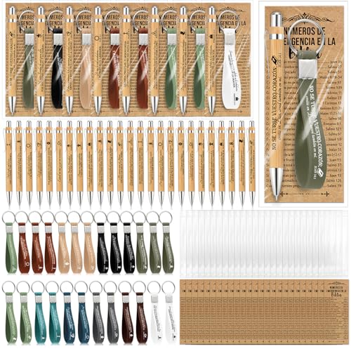25 Sets Bible Verse Gift Bamboo Pen Keychain Bookmark,Classic Color,Spanish - color: Classic Color, style: Spanish