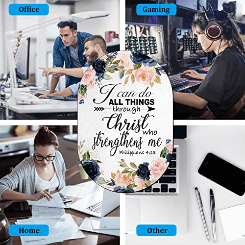 Personality Mouse Pad with Coaster Set, Bible Phil 4-13 Floral Fashion Design Mouse Pad Non-Slip Rubber Gaming Mouse pad Computer Laptop - color: Bible Phil 4-13 Floral